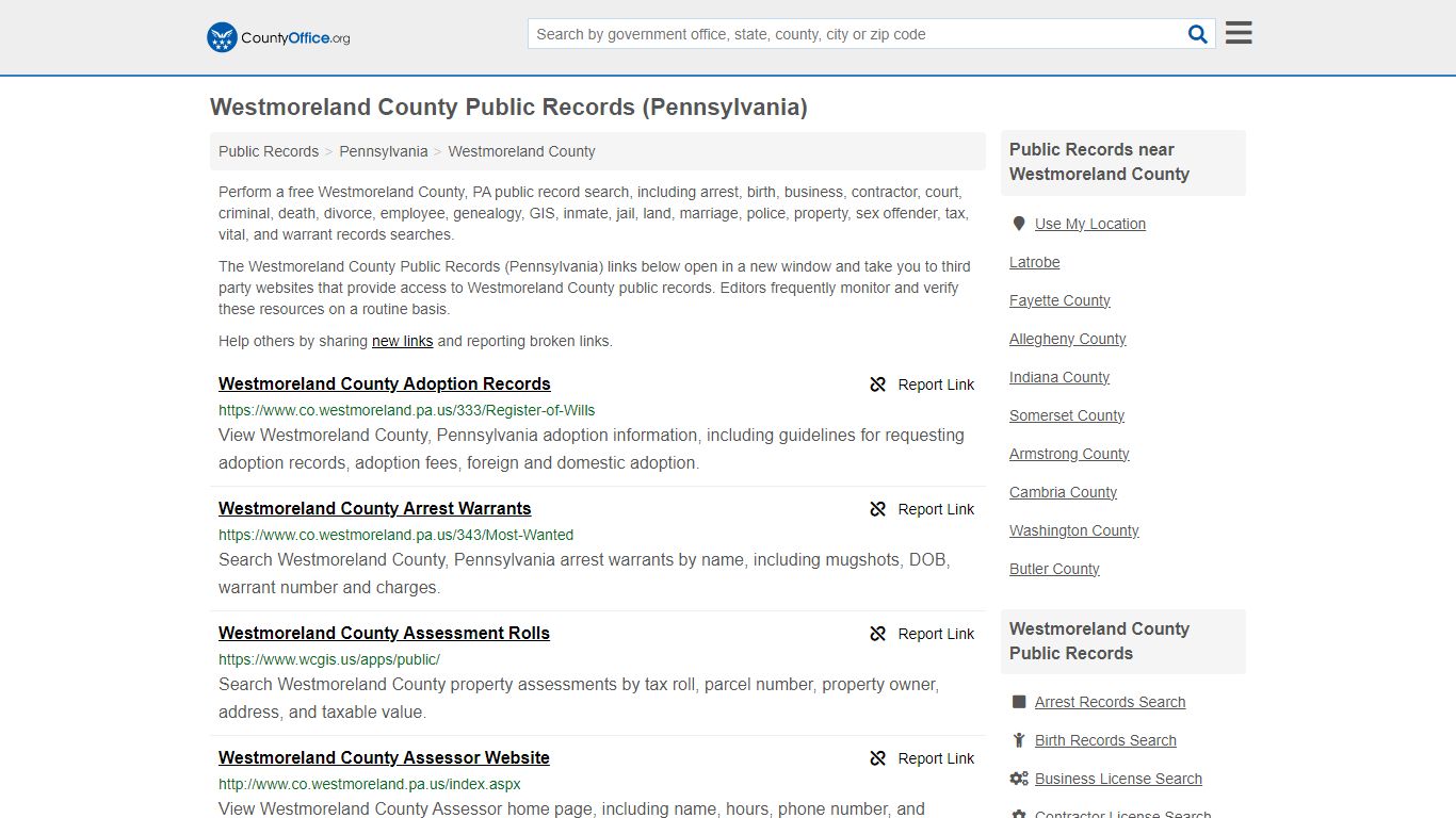 Public Records - Westmoreland County, PA (Business, Criminal, GIS ...